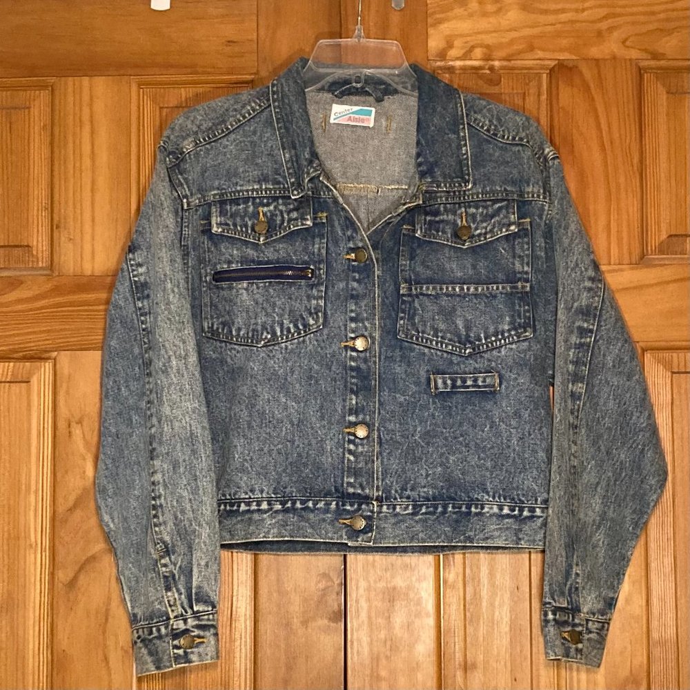EUC Center Aisle Vintage 80s Jean Jacket Denim Coat Blue Women's Size M Medium